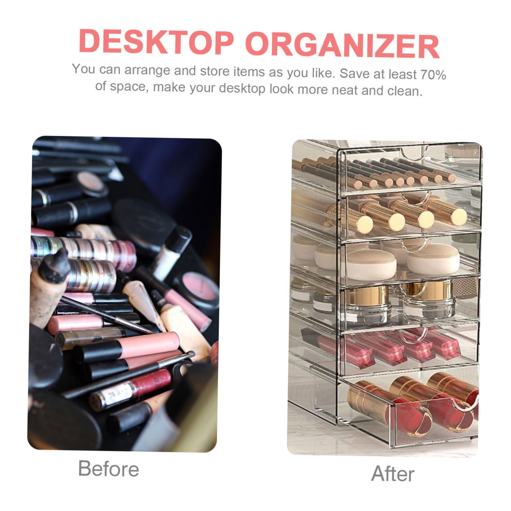 ULTECHNOVO Organizer per Trucchi e Gioielli in Acrilico con 5 Cassetti, Design Versatile e Facile da Pulire, per Piano Tavolo