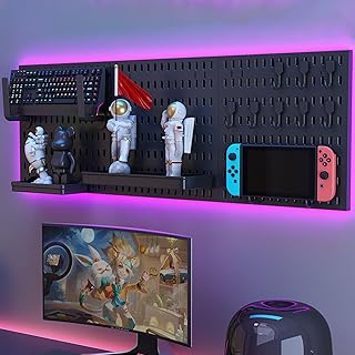 VAODO Pegboard Combination Kit, 3 Pieces Peg Board and 14 Accessories Modular Hanging, Wall Mounted Storage Set, Display Peg board Panel Kits for Game Room, Kitchen, Bedroom, Office, Bathroom