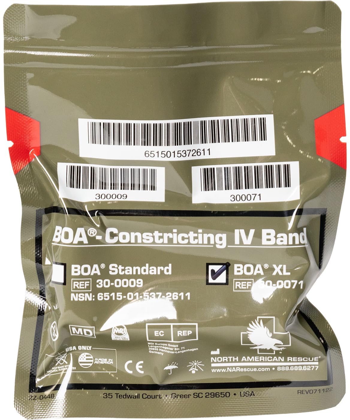 North American Rescue BOA Constricting IV Bands (XL) NAR Vacuum Sealed BOA Quick Vein Access for Combat, Trauma, Medical (30-0071)