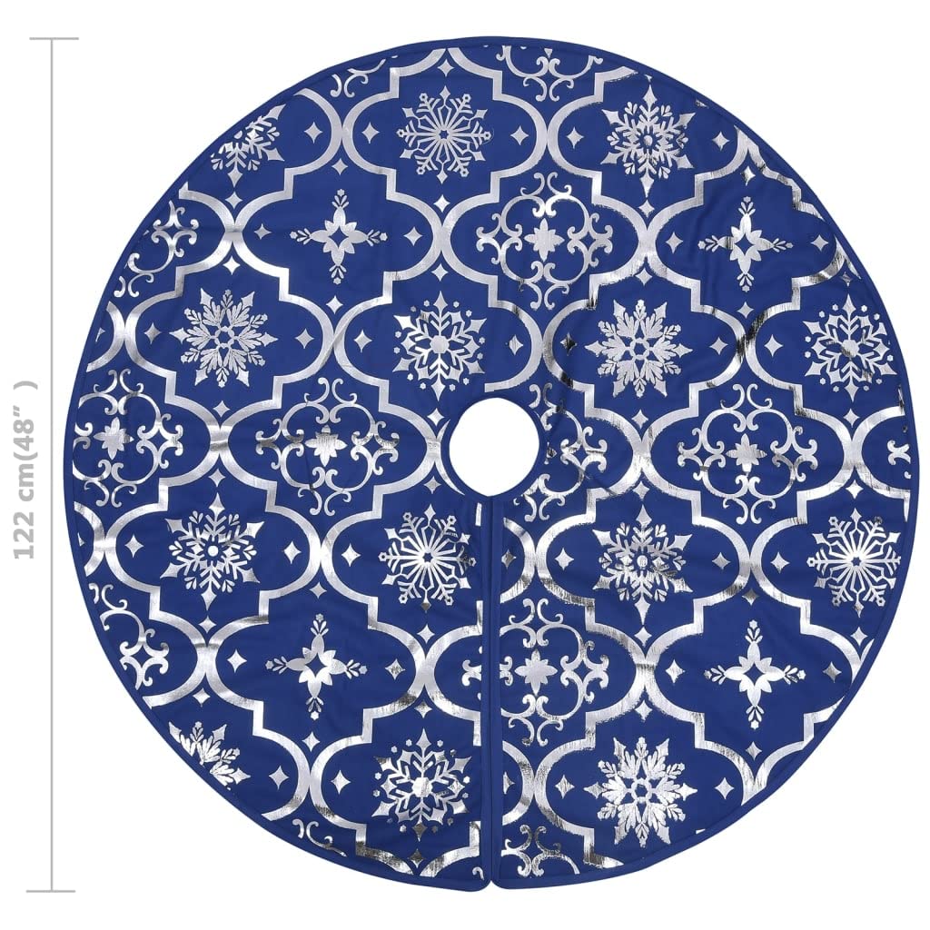 Mangloder Couverture de sapin de Noël en tissu bleu 122 cm avec chaussette et motif neige, couverture de sapin de Noël, jupe de sapin de Noël, jupe de sapin pour support de sapin de Noël, salon