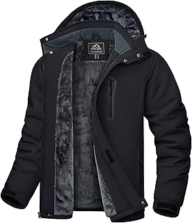 [KEFITEVD] マウンテンパーカー メンズ 冬 防風 防寒着 裏ボアジャケット 防撥水 ウィンドブレーカー アウトドア 作業着 バイク 釣り スキーウェア フード取り外し可能