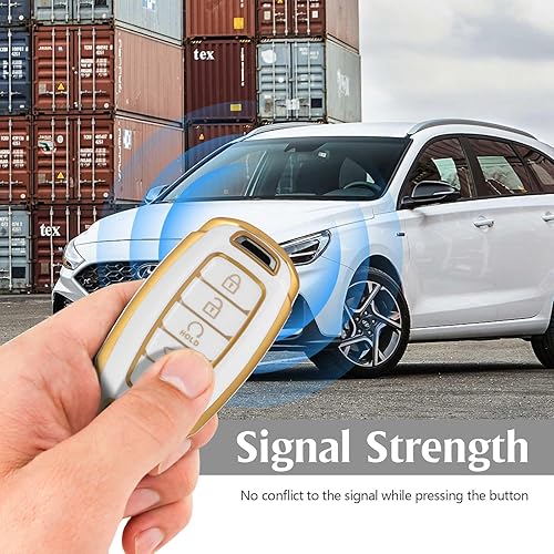 Miniatura 3 de Funda para llavero de TPU suave de 5 botones, compatible con Hyundai Elantra Sel 2023 Palisade Elantra GT Accent Kona Santa Fe Veloster FE (blanco)