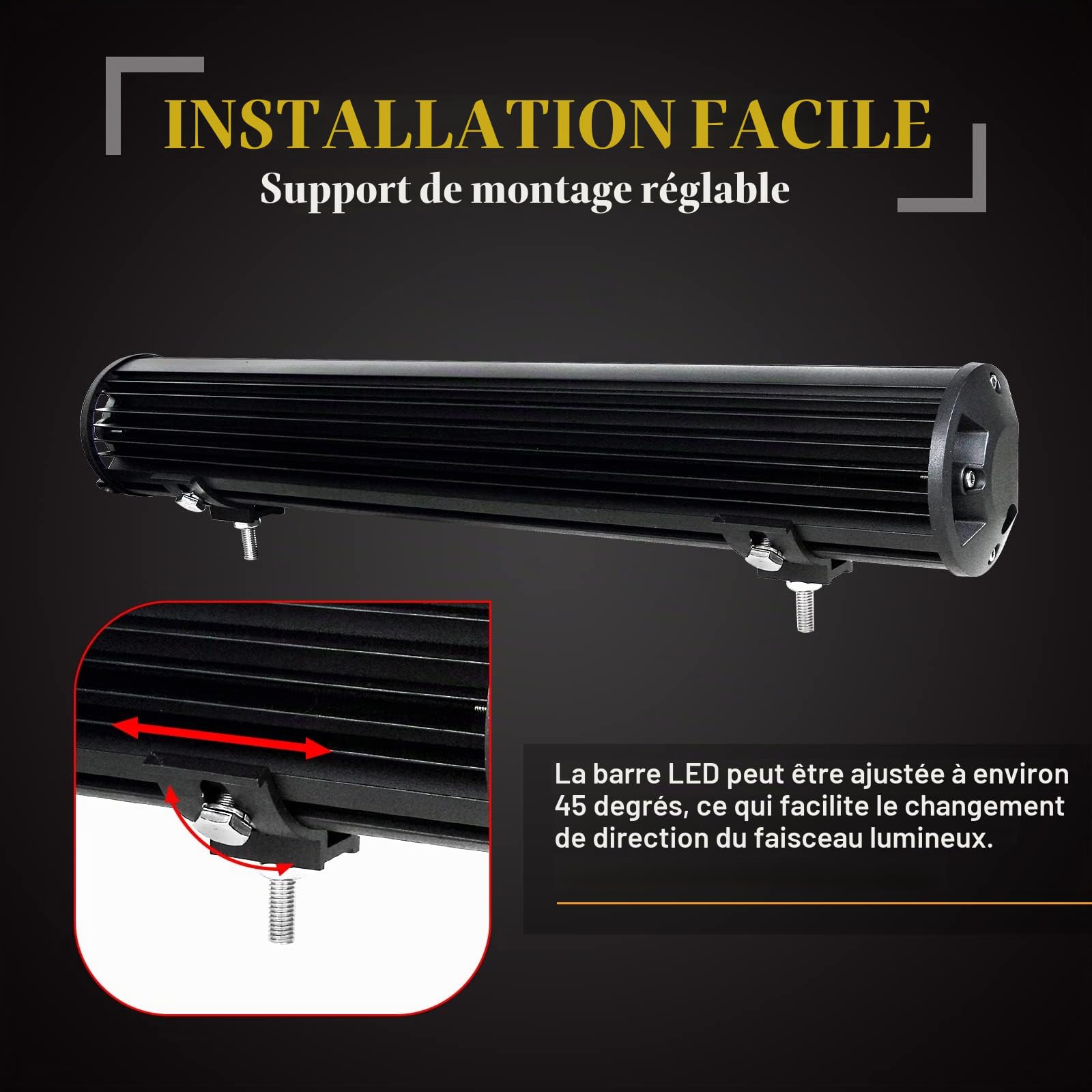 SKYWORLD 50CM 288W Bar Led 4x4 avec Plaque Immatriculation, 12V Câblage Kit
