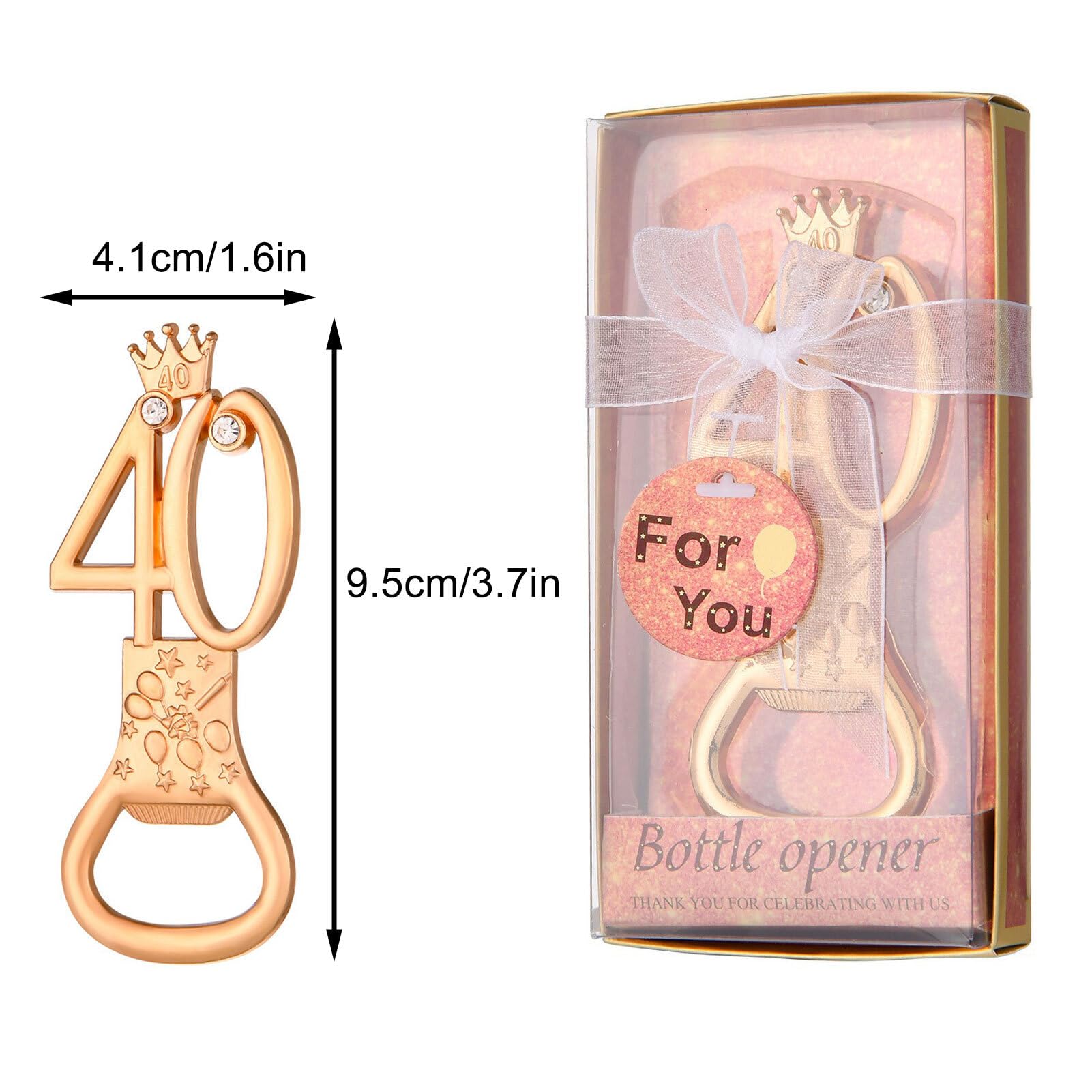 Apribottiglie Creativi Dorati per Bomboniere per Feste di Compleanno, Apribottiglie Resistenti in Lega di Zinco, Apribottiglie per Birra da Cucina Domestica, Souvenir Unici per(Numero40-24 pezzi)
