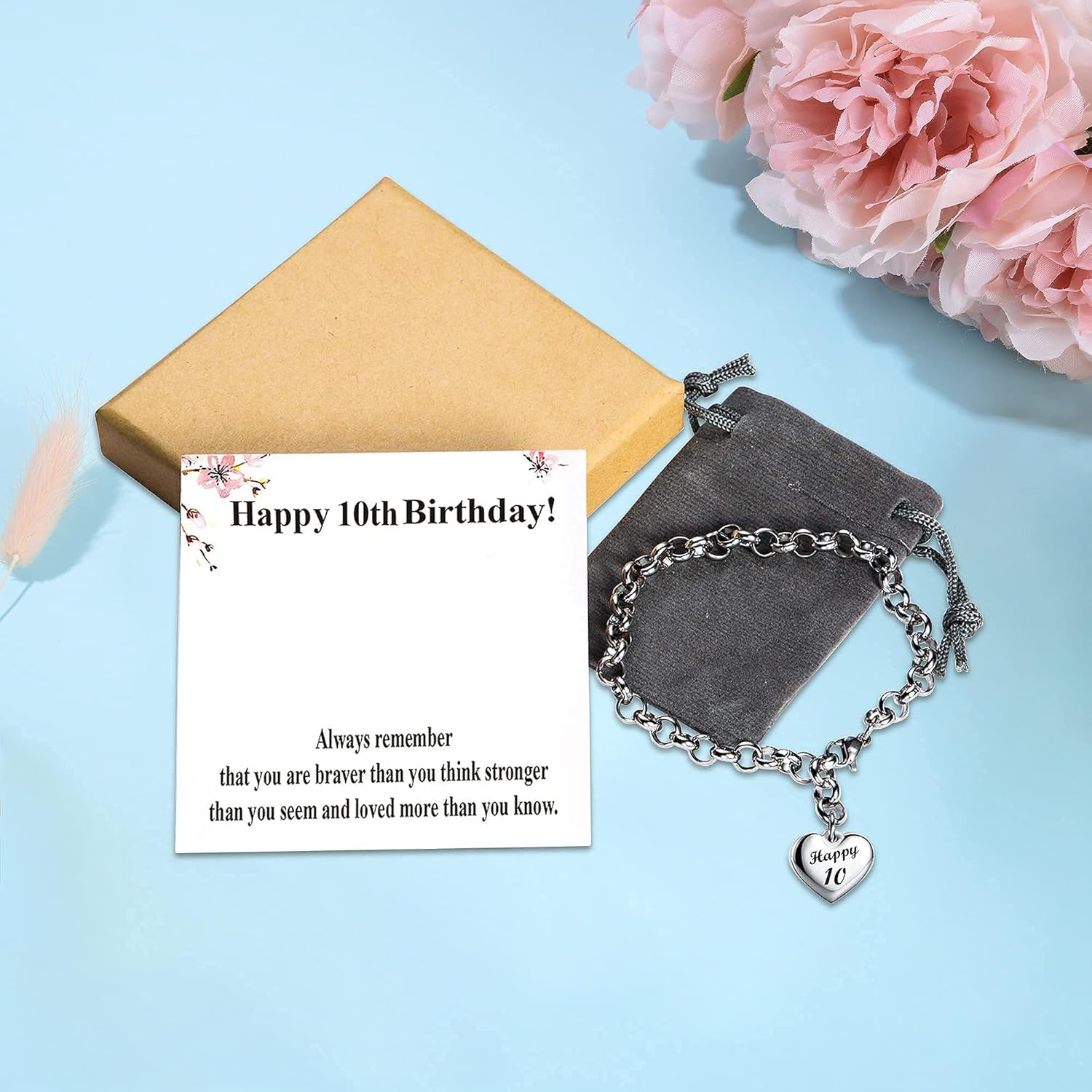 KGBNCIE Happy Birthday Gifts Bracelet Heart Charm Birthday Bracelets Gift for Women Teen Girls 11th 12th 13th 14th 15th 16th 17th 18th 19th 20th 21st 25th 30th - Image 6