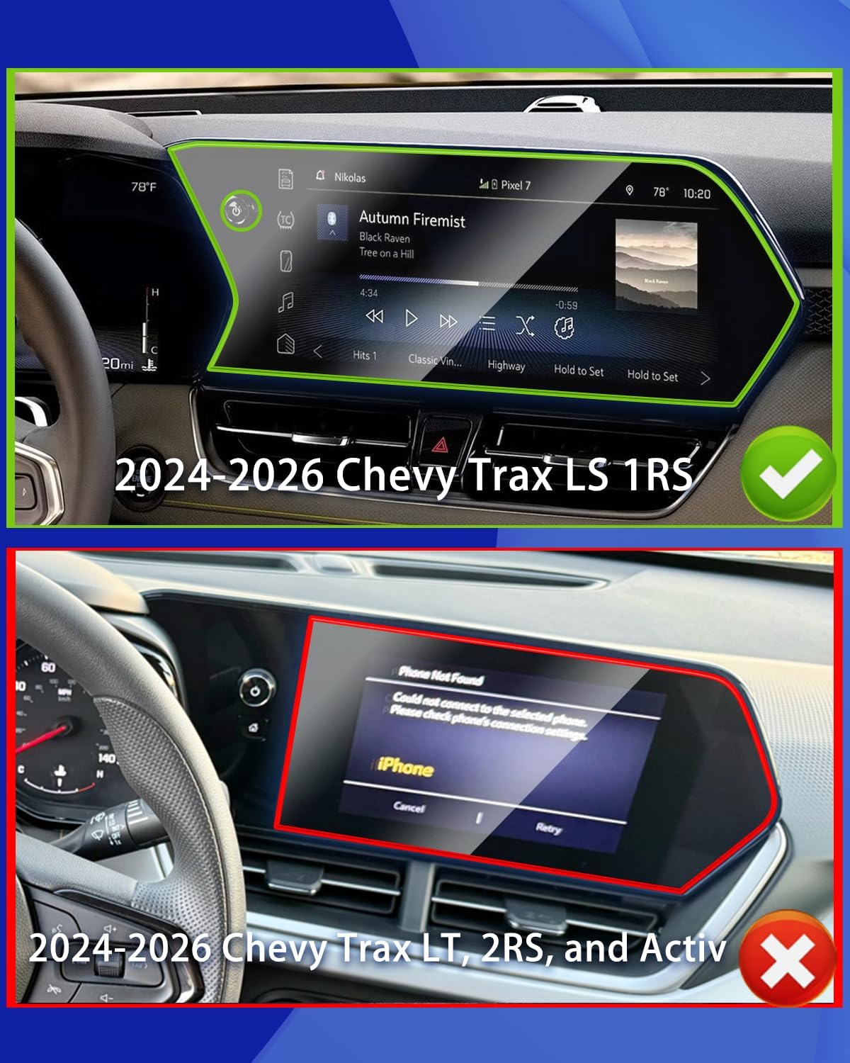 upgrade 2024 2025 2026 chevy trax screen protector for 2024 chevy trax activ 2rs accessories 2024 trax chevy trailblazer screen protector (11inch navigation+8inch dashboard) tempered glass film 2pcs lt 2rs activ 11inch