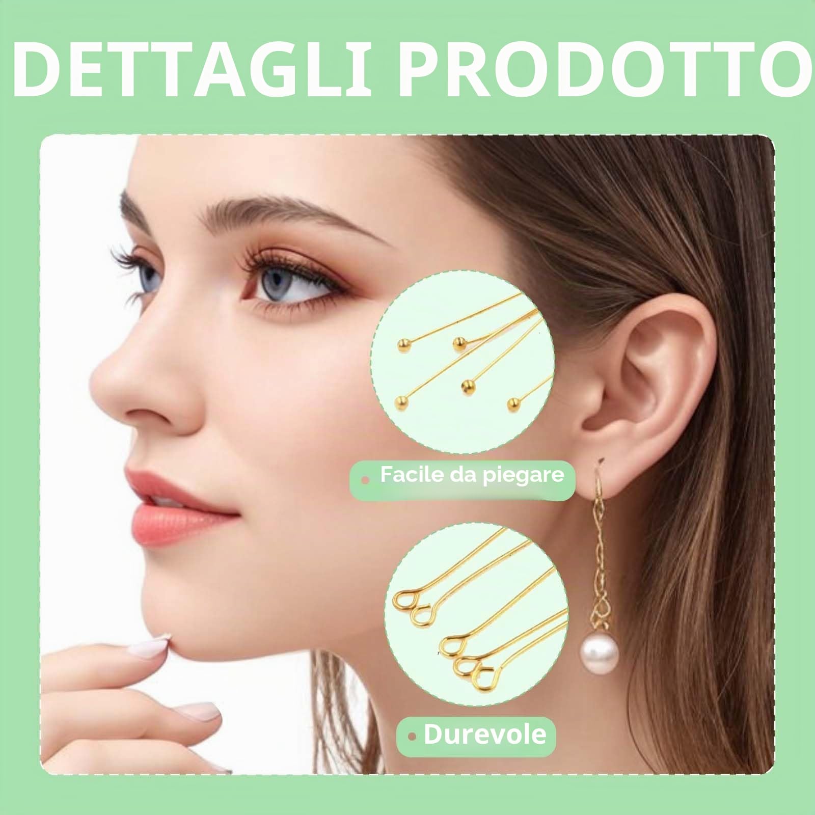 Spilli per la creazione di gioielli, 800 pezzi, argento e oro, 2 stili (piatti e occhielli), 200 pezzi ciascuno, diametro 0,8 cm, lunghezza 5,1 cm, scatola facile da riporre per gioielli fai da te