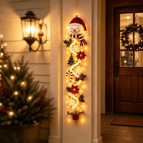 Lighted Christmas Door Hanger, Glowing Christmas Door Hanger (#A)