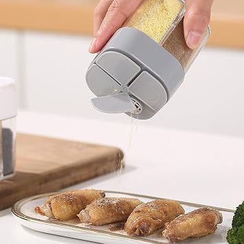 2PCS 4 in 1 plastic salt pepper shaker empty spice dispenser Multifunctional Seasoning Shaker Container for storage grill spice jar