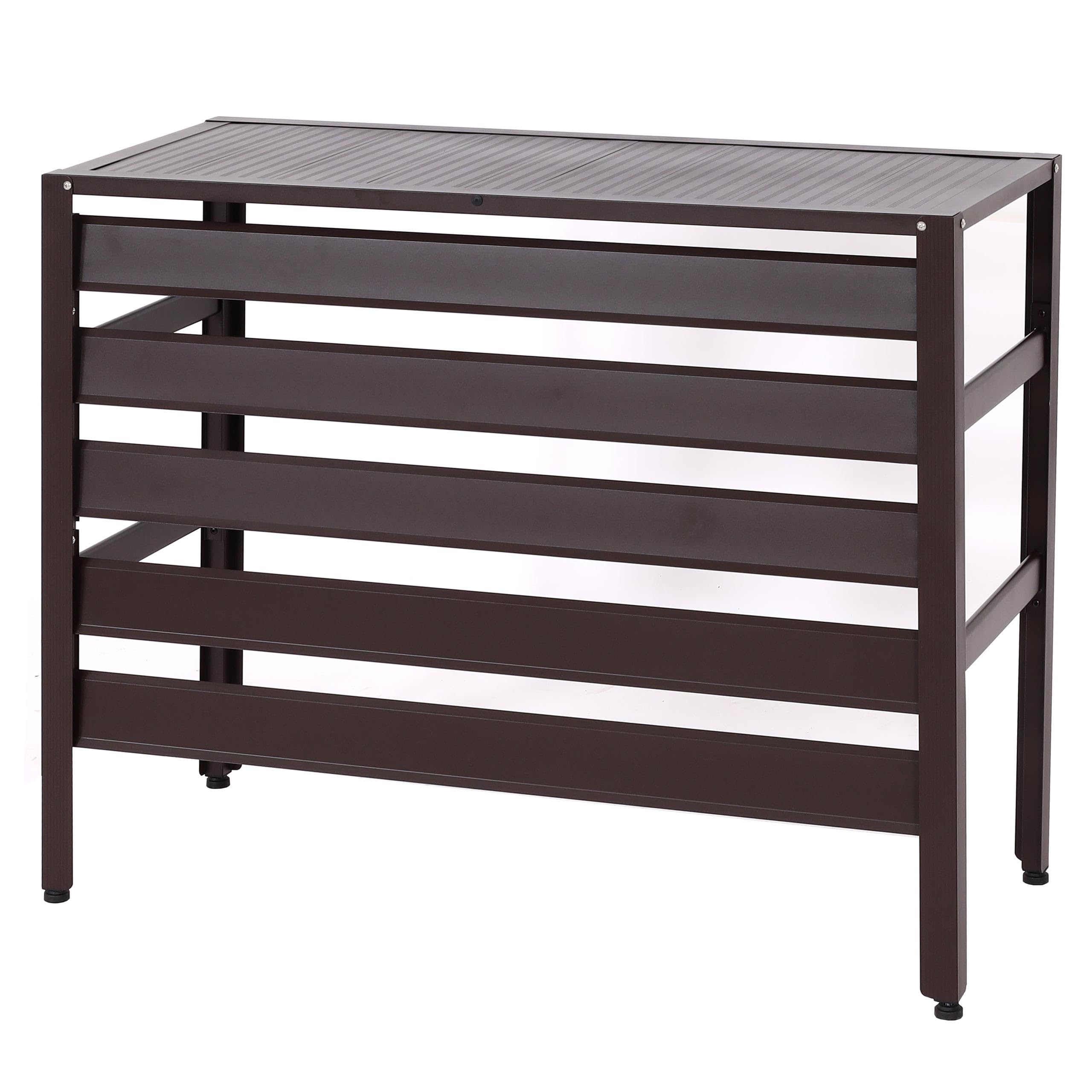 Mendler Habillage en Aluminium pour climatiseur/Pompe à Chaleur HWC-K59, Couverture Grille de Protection étagère pour Plantes, métal 73x90x38cm - Brun