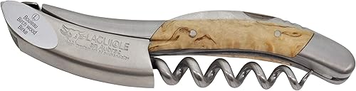 Laguiole En Aubrac Sacacorchos de camarero sommelier, mango de madera de abedul, abridor de vino con cortador de papel de aluminio y abridor de