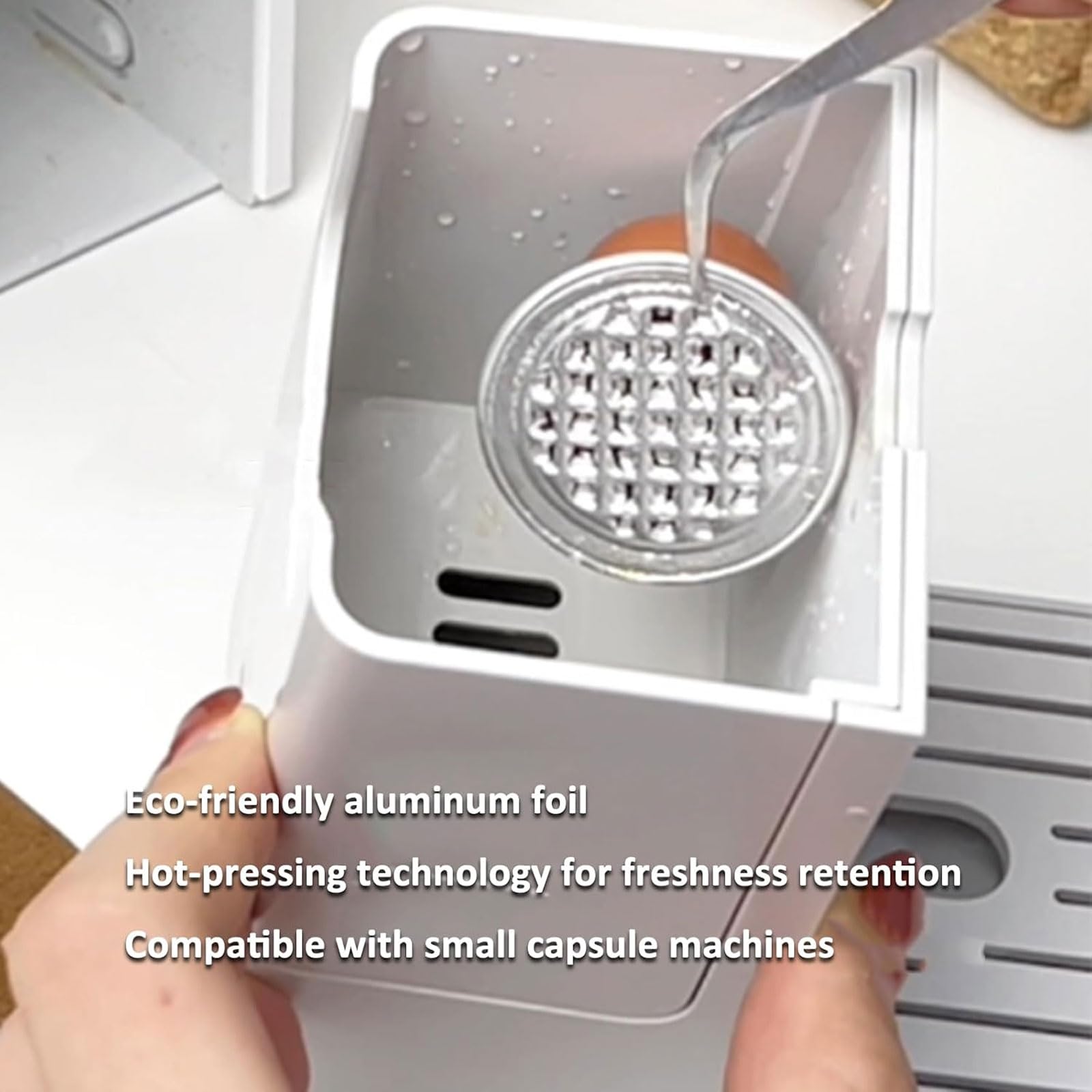 JOSBY Máquina selladora de cápsulas de café casera, con 100 cápsulas y láminas de Aluminio y Prensa de Acero Inoxidable, Capacidad para cápsulas de 5-6 g, para el hogar y cafeterías