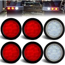 4Red+2White 4" Inch Round LED Trailer Tail Lights Red 12 LED