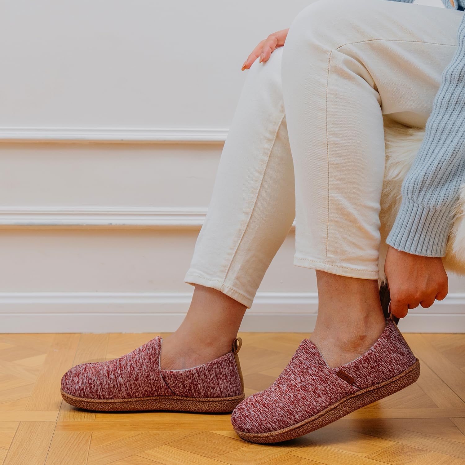 LongBay Women's Memory Foam House Shoes Cozy Brushed Jersey Slippers for Indoor Outdoor - Image 2