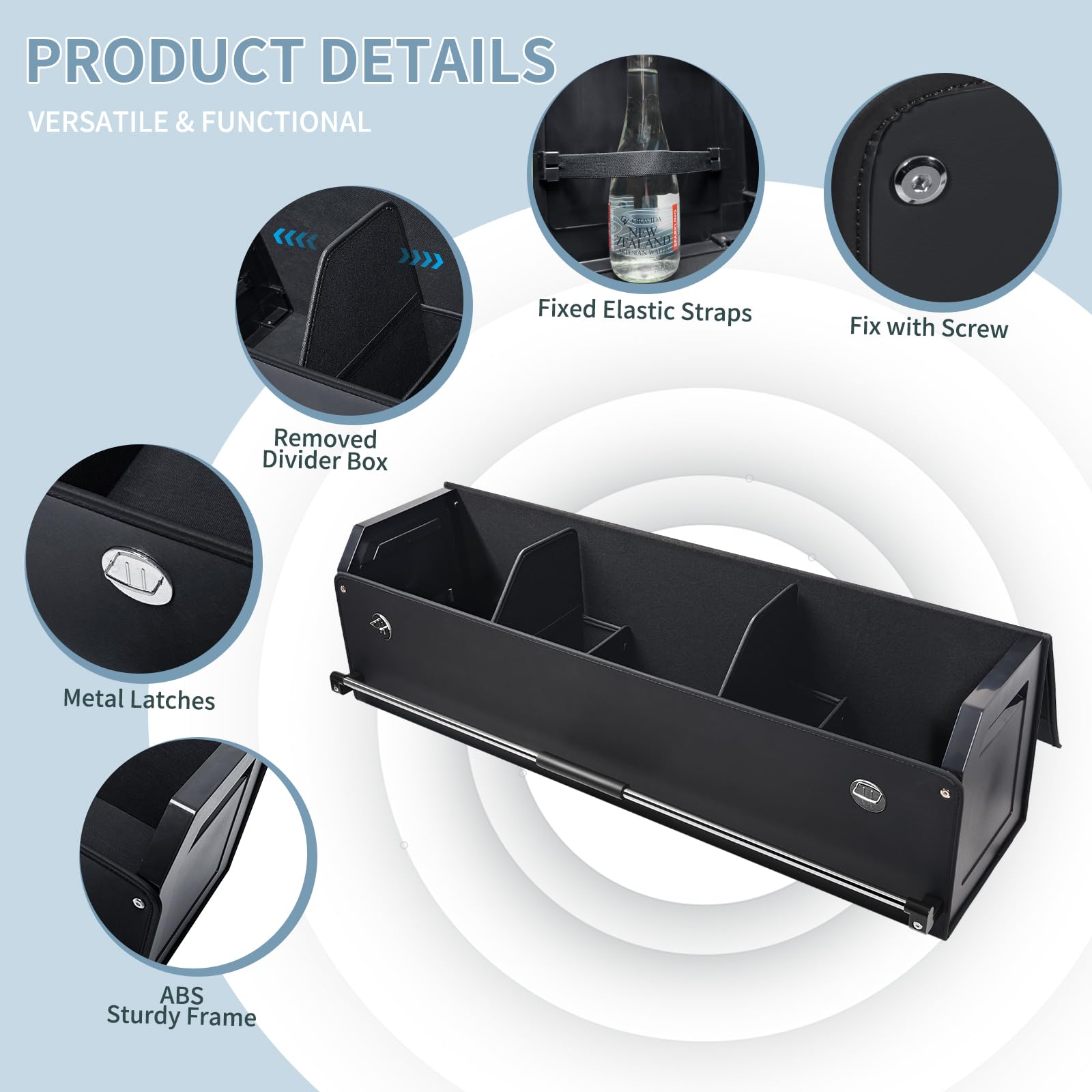 Organizer Bagagliaio Auto, in pelle impermeabile, con coperchio e manico stabile, vano portaoggetti per imballaggio, accessori SUV/Organizer Auto(nero, 101 * 29 * 31cm)