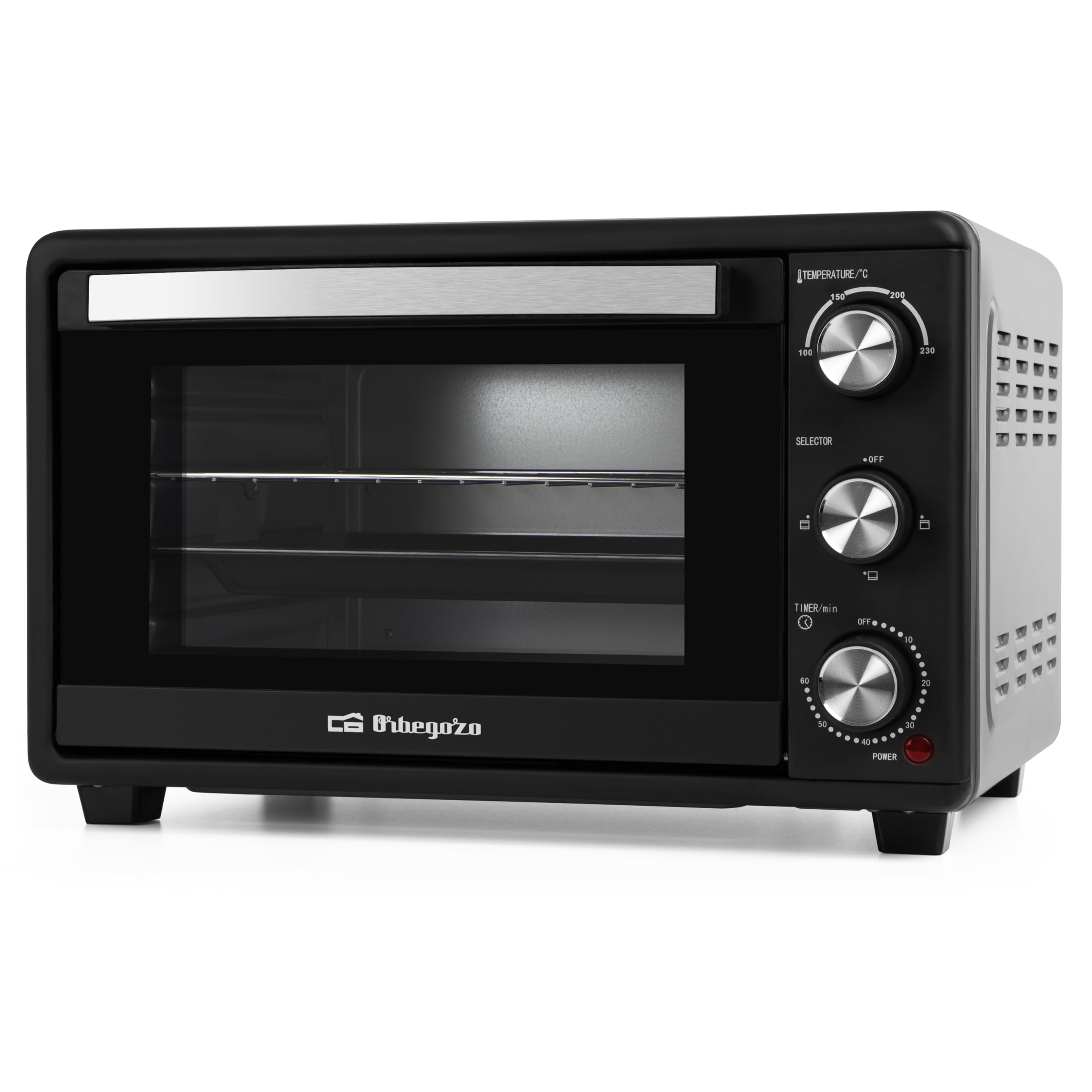 Orbegozo HO 282 Horno Eléctrico Sobremesa 28L 1500W | Temporizador 60 Min, Termostato 90-230°C, Luz Interior, Doble Cristal, Incluye Accesorios