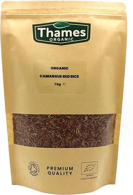 Organic Camargue Red Rice 1kg - Raw, Vegan, GMO-Free, High Fibre, Certified Organic - No Additives or Preservatives - Nutritious, Flavorful, and Sustainable - Thames Organic