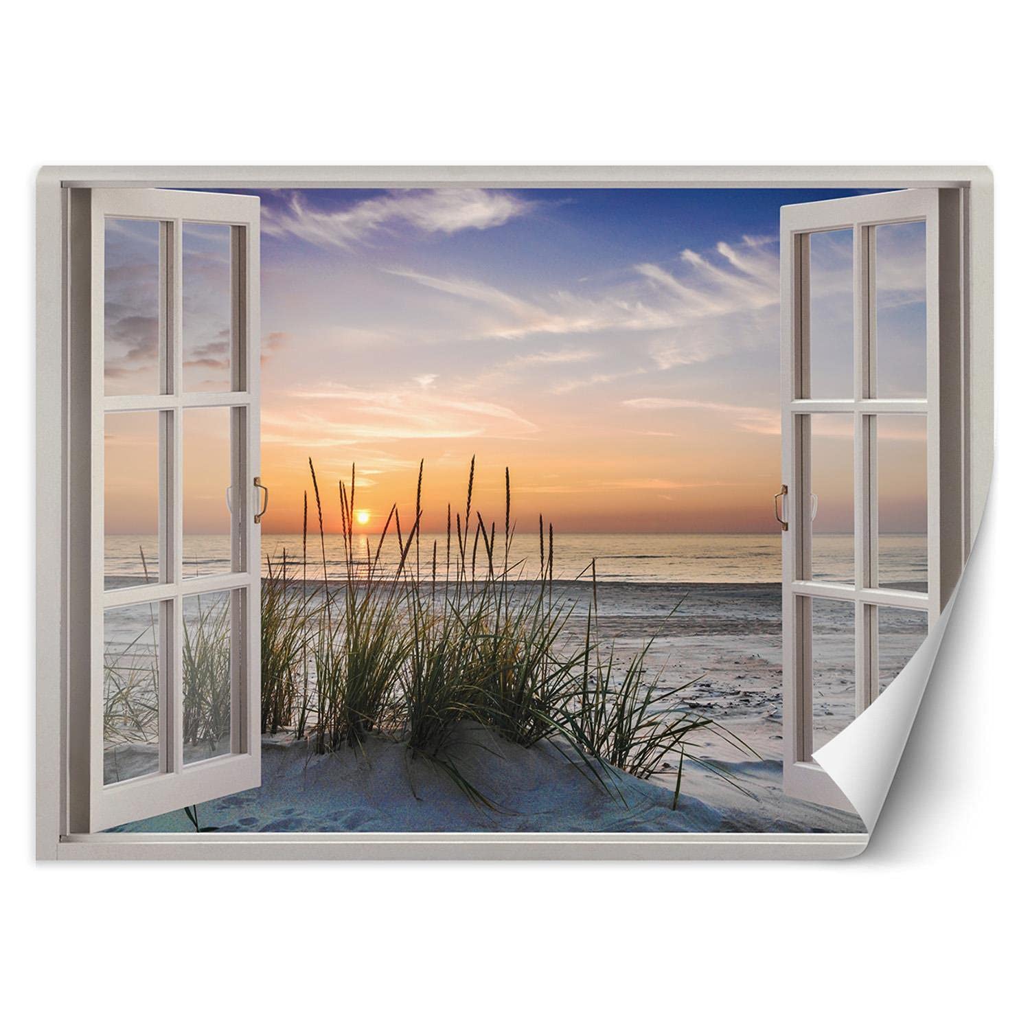 Feeby - 3d Tapete - Fensterblick - 210x150 cm, Fototapete Schlafzimmer - Deko Wohnzimmer - Wallpaper - Wand Deko - Wandtapete XXL - Tapete - Wanddeko - Vliestapete - Landschaft