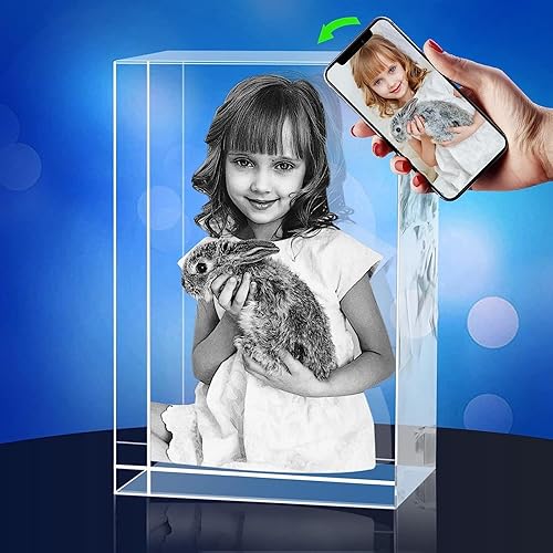 Miniatura 3 de Dr.TOUGH Foto de cristal 3D personalizada con luz, imagen 3D en cristal, imagen grabada con láser 3D, regalo personalizado para mamá, papá, pareja,