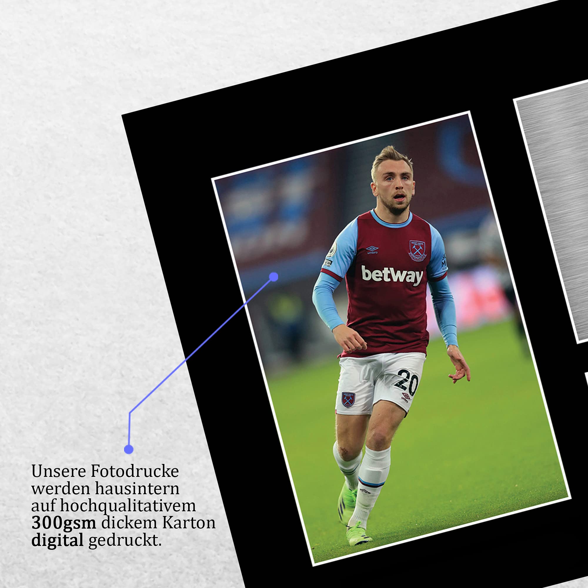 Jarrod Bowen Signed Print Display - Framed West Ham Memorabilia For Soccer Fans, 16x12 Inches
