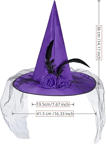 Miniatura 4 de American Trends Sombrero de bruja de Halloween para mujer, accesorio de disfraz de Halloween de encaje para fiesta