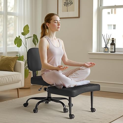 Miniatura 9 de Furmax Silla de oficina ergonómica con patas cruzadas con ruedas, silla de escritorio giratoria de 360 con altura ajustable y reposapiés para TDAH