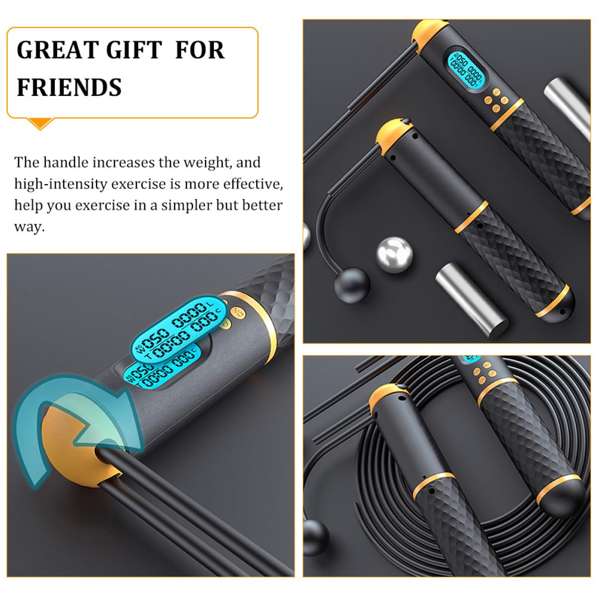 Gatuida Cuerda de Saltar Ajustable con Contador Digital Cuerda Pesada de Resistente para Fitness Ejercicio y Entrenamiento de Alta Intensidad para Mujeres