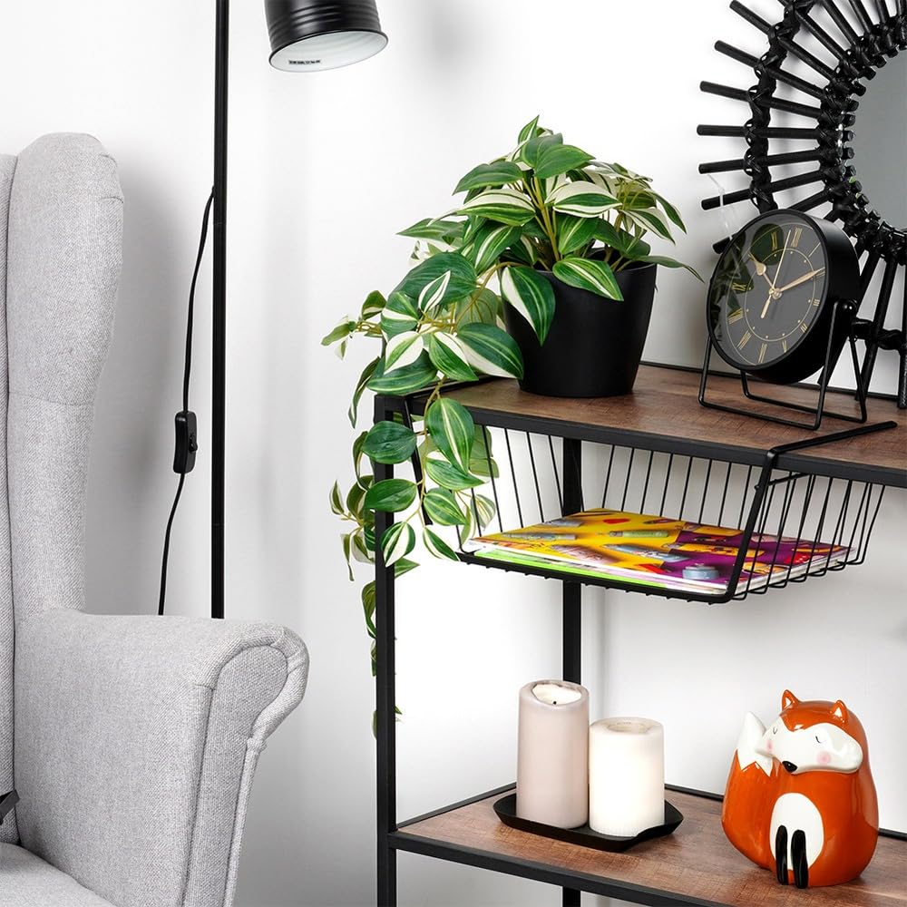 Vilde Lot de 3 paniers inférieurs 40,5 x 26,5 x 14,5 cm en métal noir – Panier suspendu pour étagère sans perçage - Organiseur de cuisine, armoire de bureau, panier de rangement à suspendre sous