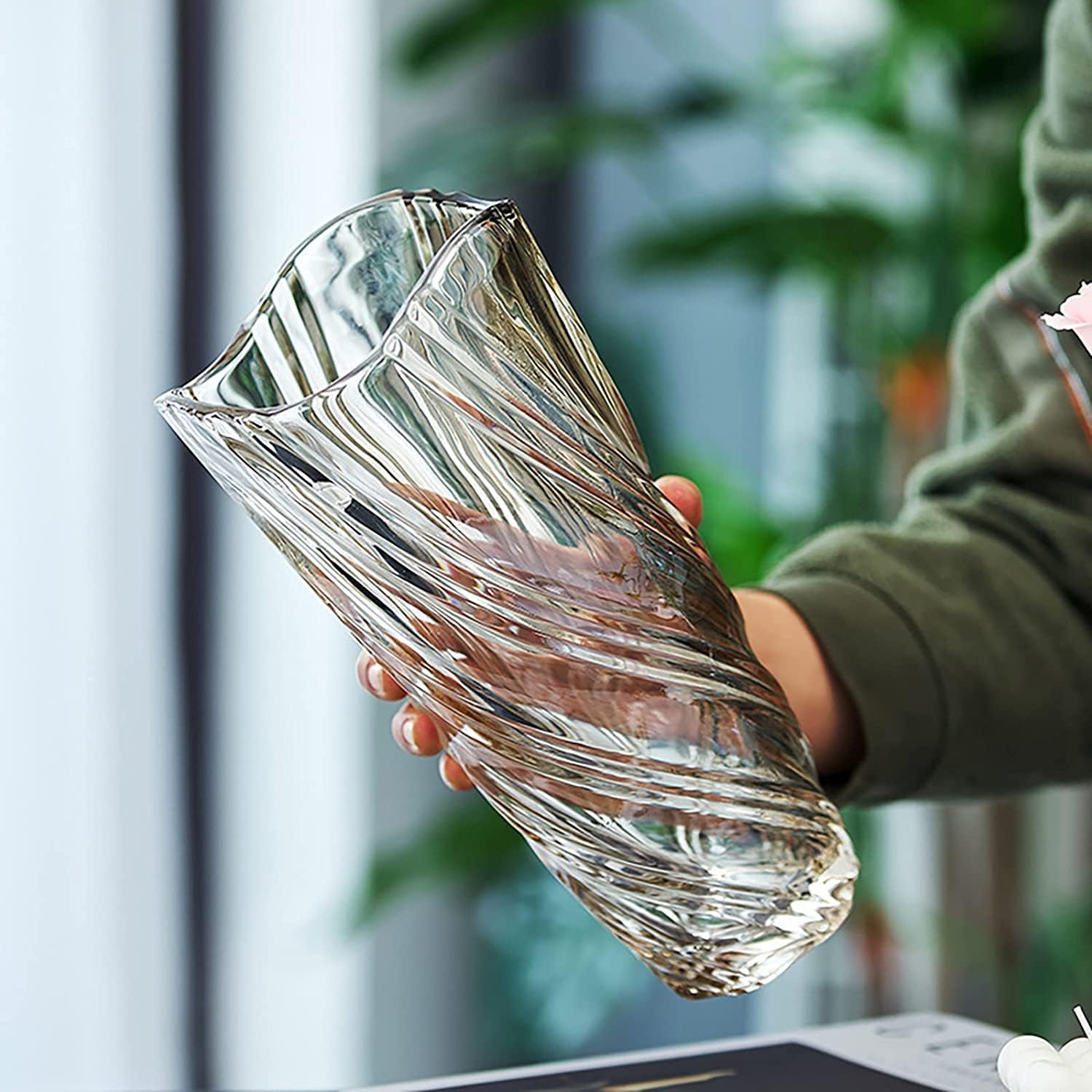 Hey_you Glazen bloemenvaas, moderne minimalistische vaas, Scandinavisch glas, bloemen, handgemaakte bloemenarrangement hydrocultuur ornament voor thuis, eettafel, cadeau, bruiloft, housewarming party