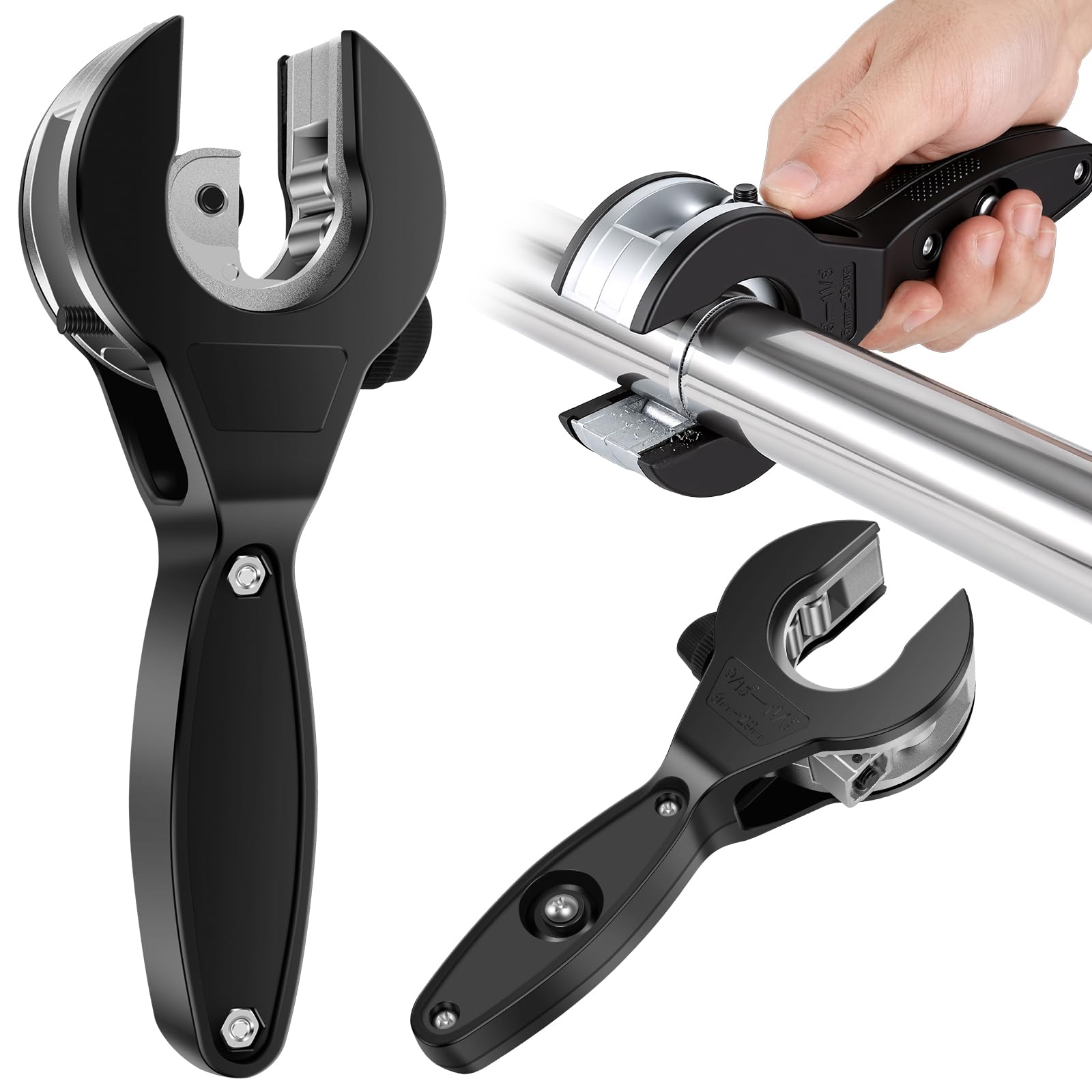 Ratcheting Tubing Cutter Tool with 1 Blade Tube Copper Plastic Conduit Ratchet Pipe Cutters for Cutting 5/16 Inch to 1-1/8 Inch Air Conditioning Copper Pipes Fuel Line Refrigerator Water Pipes