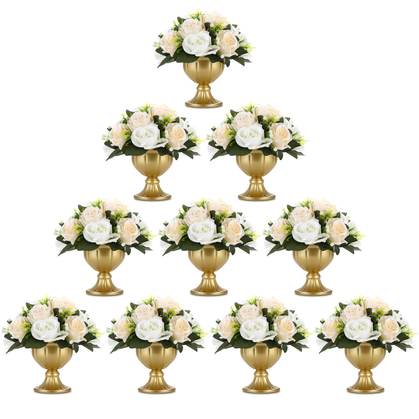 Photo 1 of 10 Pcs Gold Vases for Table Centerpieces, Rozrety Mini Metal Gold Flower Vase Small Floral Bowl Decorative Center Piece for Wedding Birthday Party Anniversary Decorations