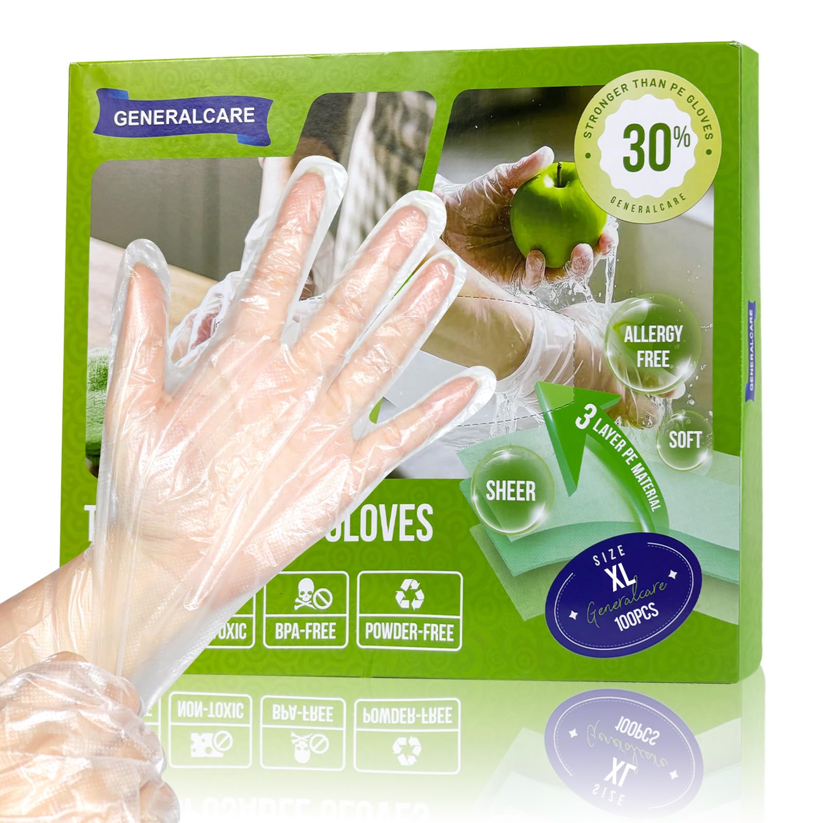 GENERALCARE Disposable TPE Cooking Gloves, Ideal for Cleaning and Food Prep, Latex & Powder Free, Food safe