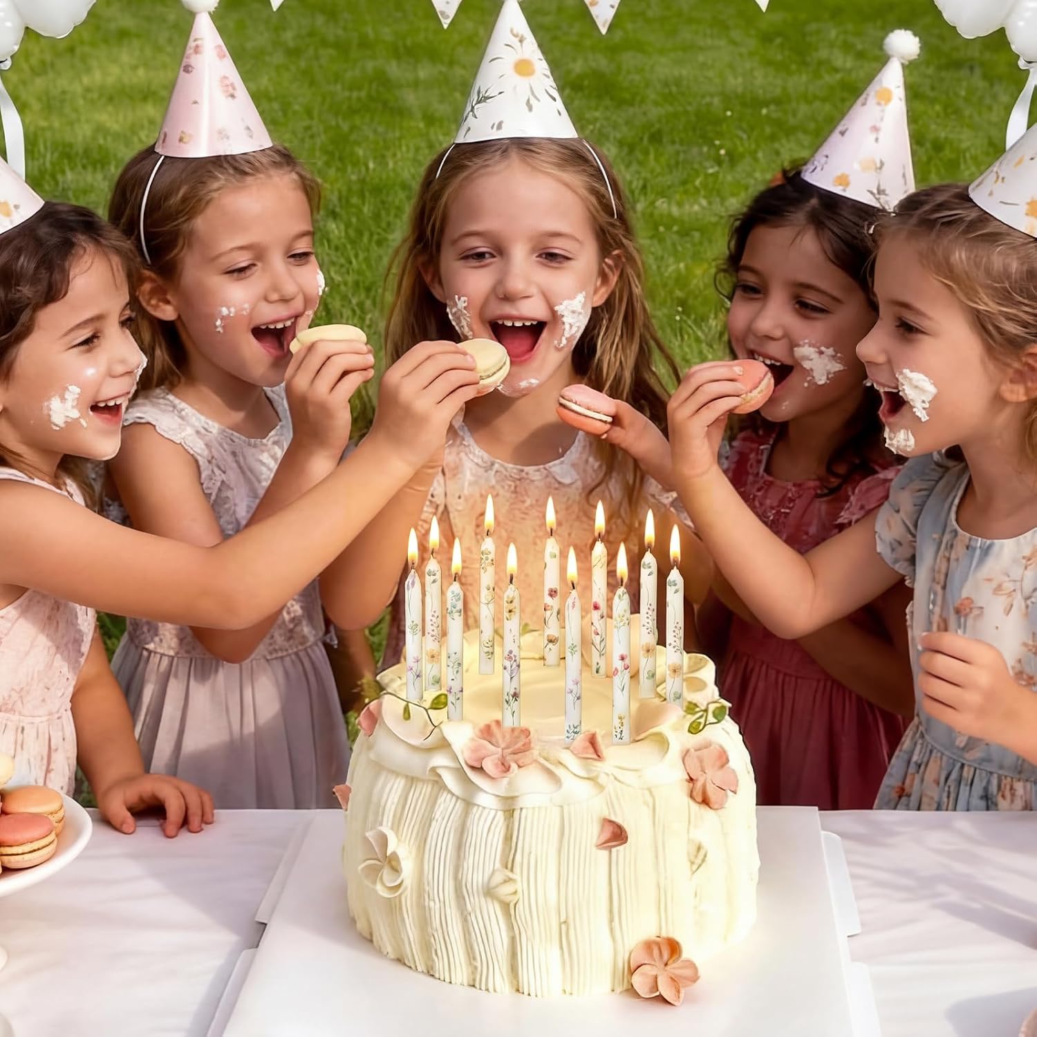 Conelist 12 Pcs Wildflower Birthday Candles Floral Cupcake Topper Candles