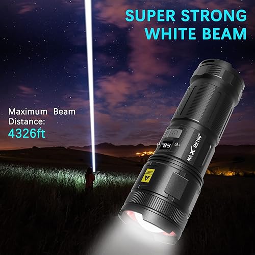 Miniatura 3 de Linterna larga de doble cabeza con banco de energía de 9000 mAh, lúmenes altos, recargable, súper brillante, potente, luz de flash de larga duración