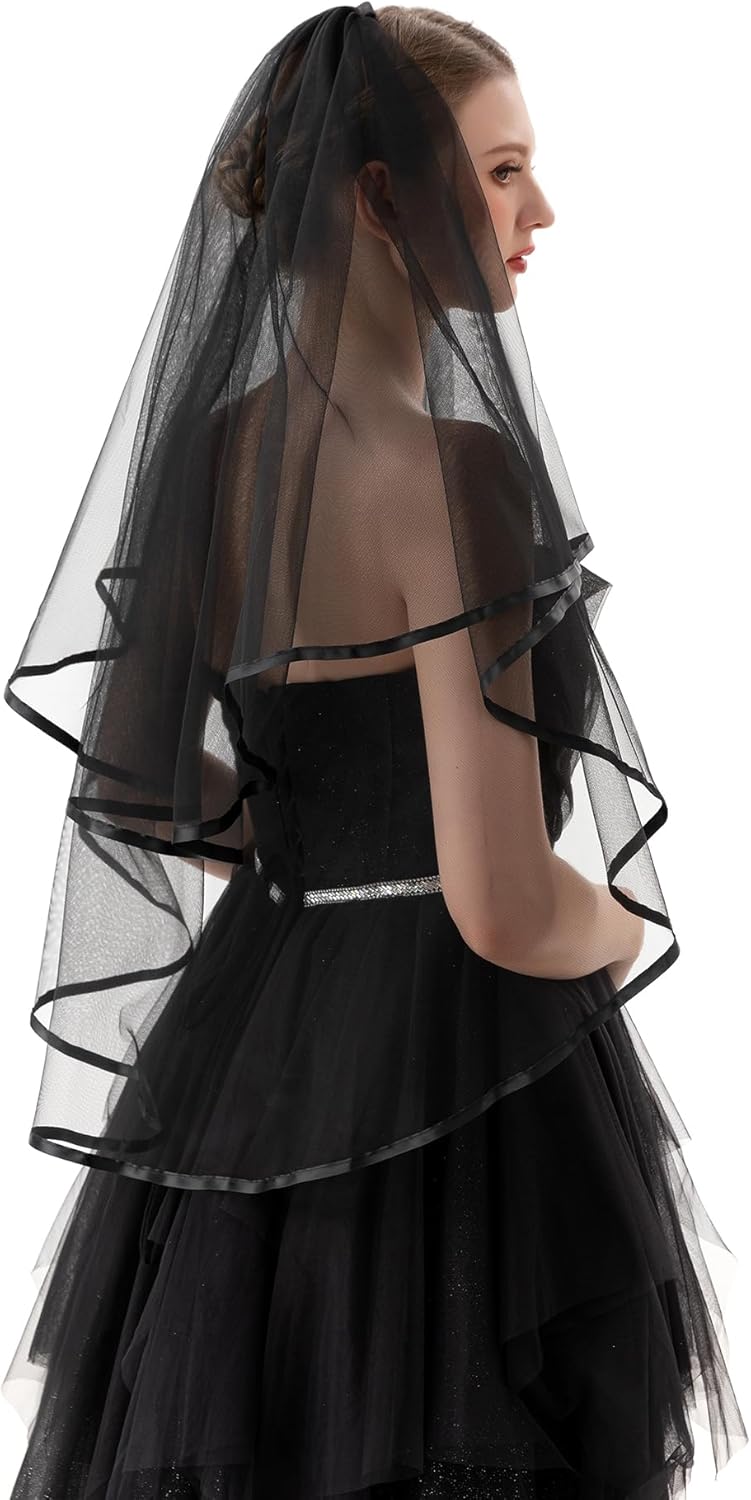 PAMOR 2 Tier Lace Veil Cathedral Tulle Sheer Wedding Halloween Party Costume Veil for Bride With Comb - Image 6