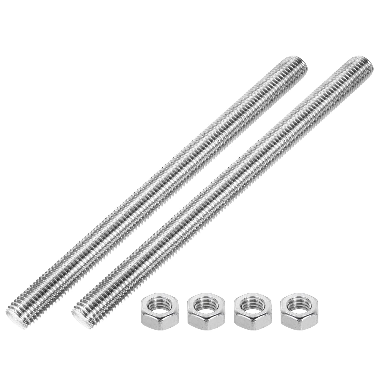 QUARKZMAN Barra Filettata Completa M18 x 250mm Passo Filetto 2.5mm 304 Acciaio Inossidabile Barre Filettate Destrorse Lunghe Con Dadi 2 Pezzi