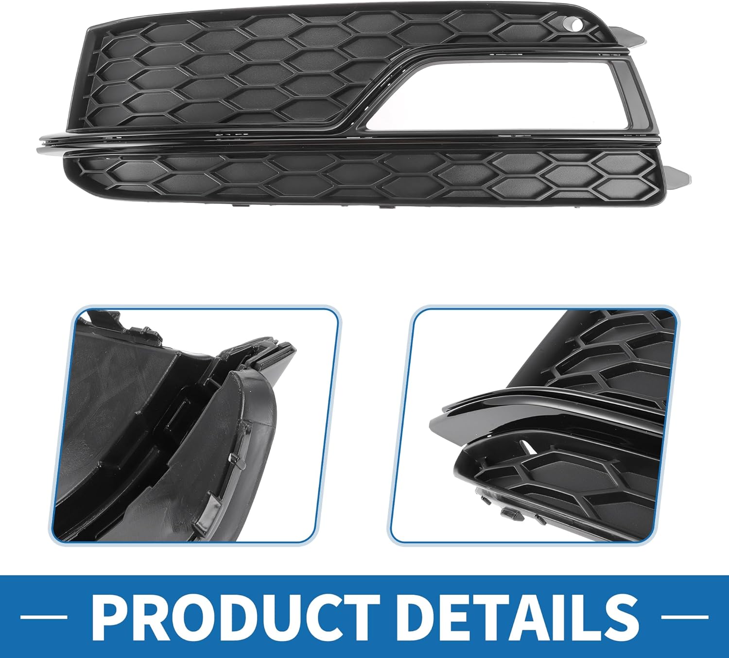 Fog Light Grill No.8T0807681K/8T0807682K 20.28"x6.10" Front Lower Bumper Fog Light Cover Inserts for Audi A5 2013-2017 ABS Black - Image 5