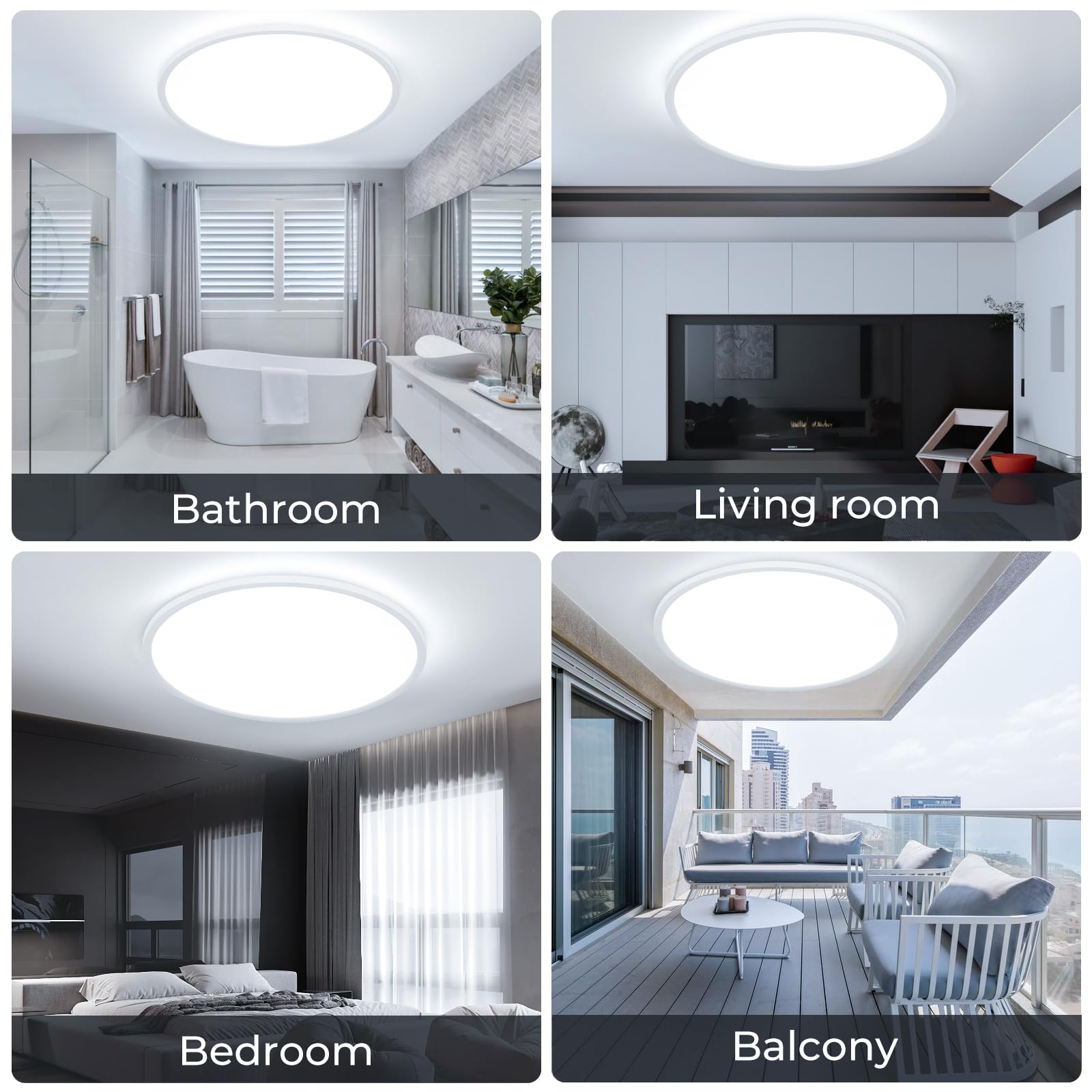 EASY EAGLE Plafoniera led soffitto, 50CM Lampadario led soffitto 6500K, 52W Lampada da Soffitto LED Moderno per Camera da Letto soggiorno Cucina Balcone Bagno Ufficio, Rotondo