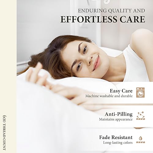 Miniatura 6 de Ashton Sheets Juego de funda de edredón de algodón egipcio, tamaño Queen, 600 hilos, 100% algodón egipcio, suave tejido satinado, cierre de