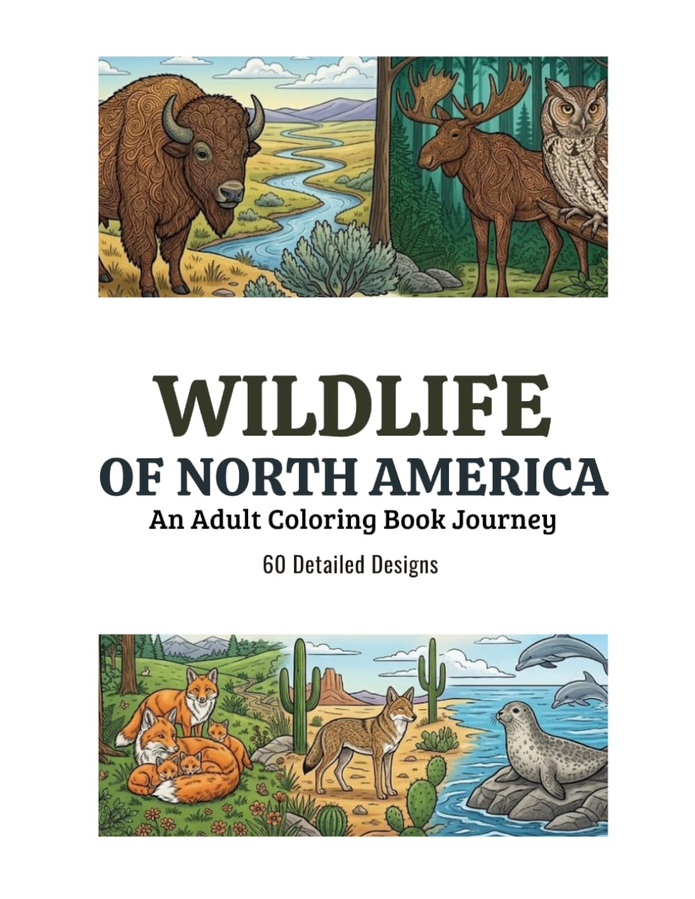 Wildlife of North America: An Adult Coloring Book Journey