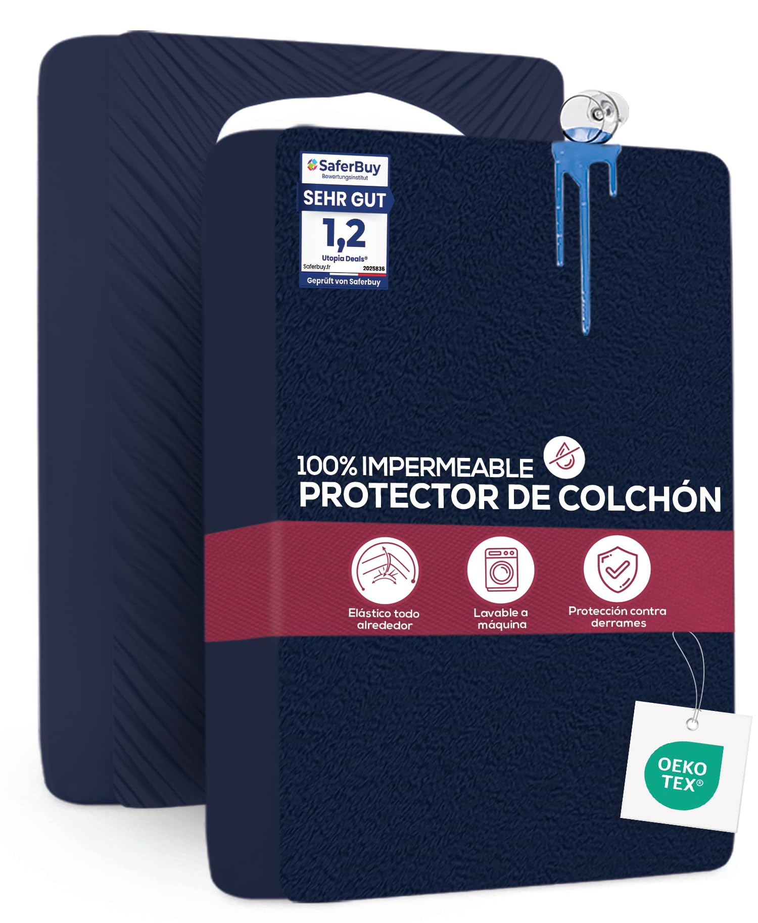 Utopia Bedding Protector Colchón 135 x 190 x 40 cm Impermeable, Certificación Oeko-Tex Funda Colchón, Cubre Colchón Transpirable, Elástico En Todo El Contorno — view 9