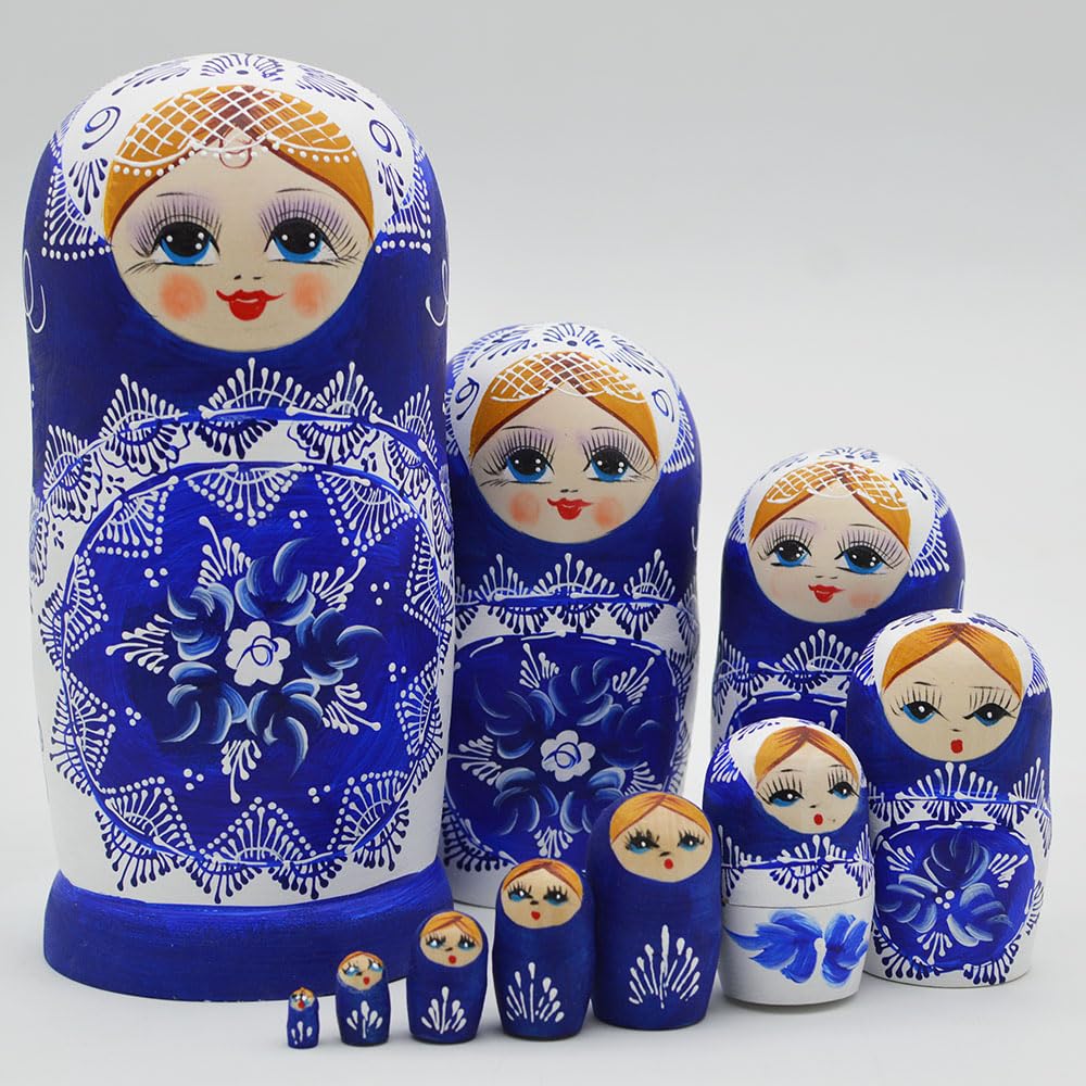 Marque de poupées gigognes 10 pièces Série de Poupées Russes Matriochkas Poupee Russes 10 Pieces en Bois Peints Fabrication Manuelle Cadeaux jouets10034