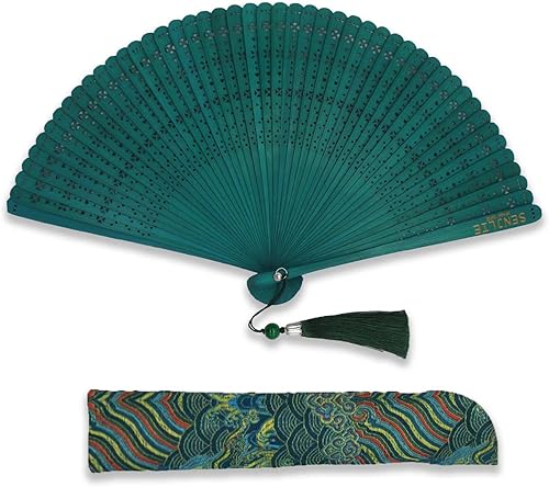Ventiladores de mano plegables, ventilador de mano de bambú tradicional chinojaponés, hecho a mano, con bolsa, regalo oriental para hombres y