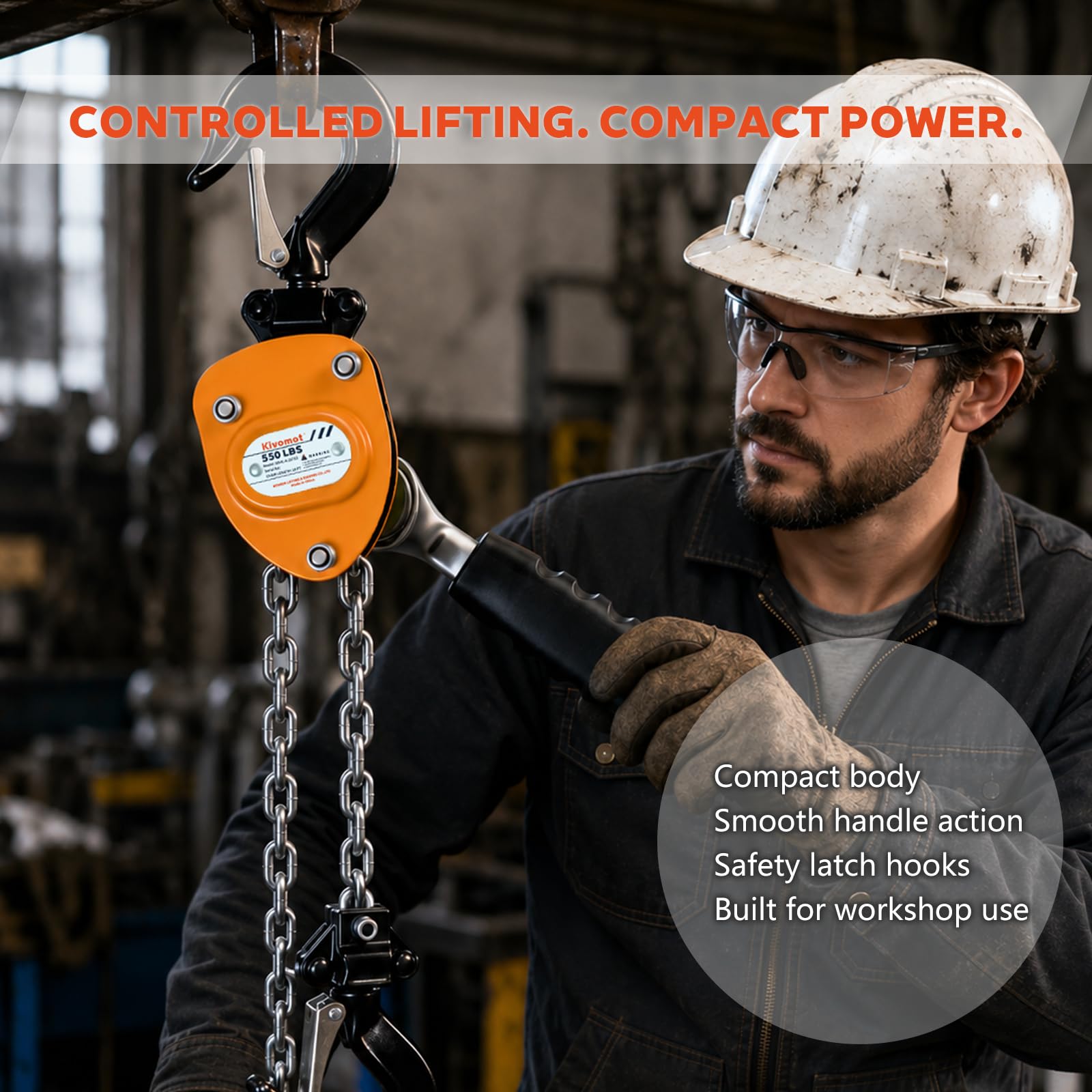 Lever Chain Hoist - 550 lb Lift, 10ft -5