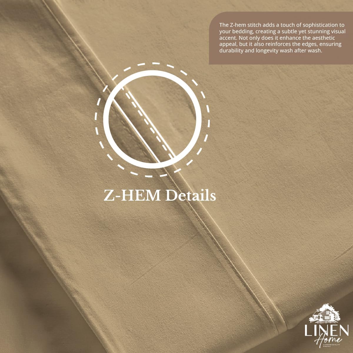 Linen Home 100% Cotton Percale 1 Flat Sheet, Queen Size - Crisp, Cool and Strong Bed Linen, Luxury Breathable Sheet, Light Taupe