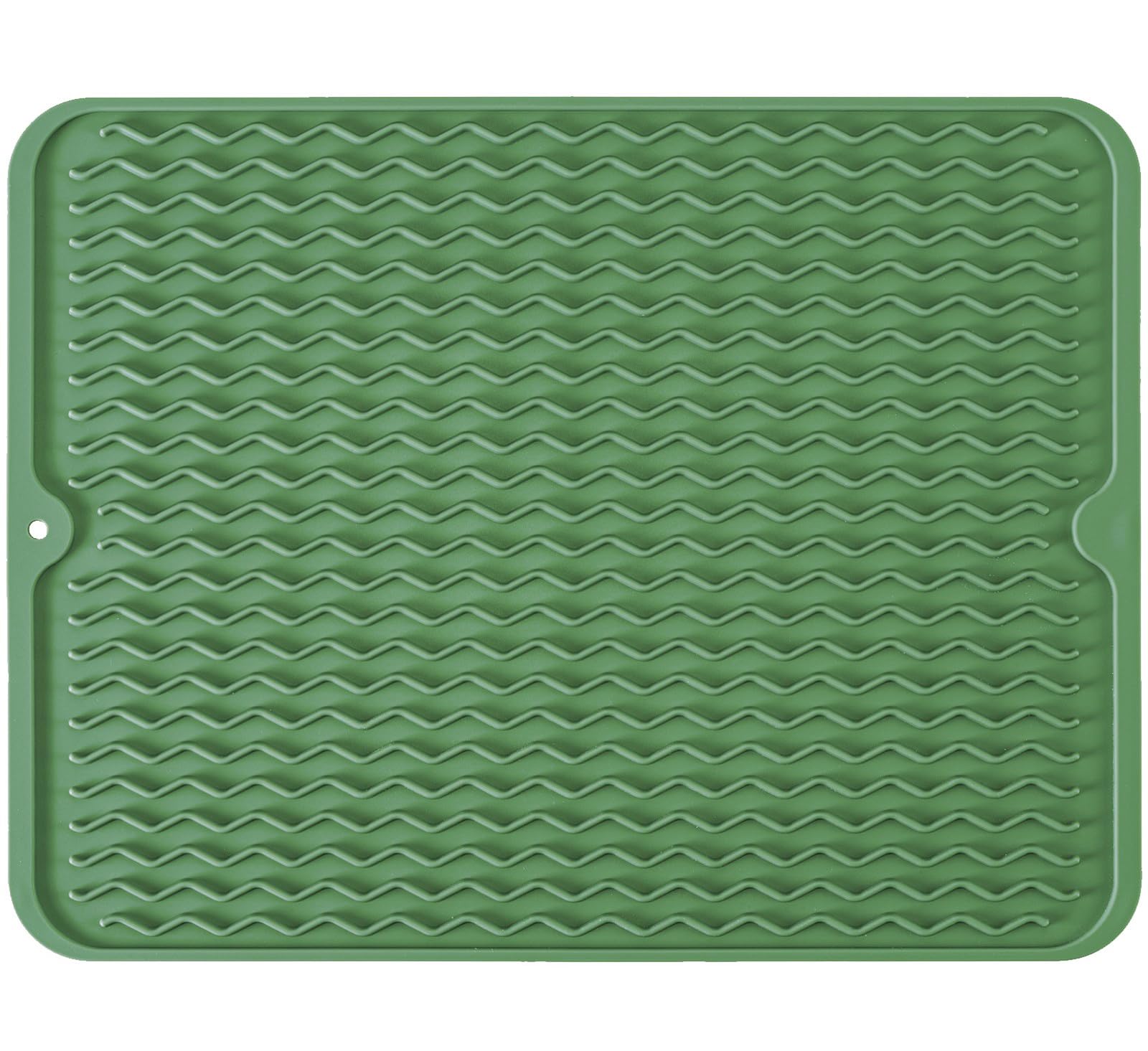 Silicone Dish Drying Mat for Multiple Usage, Easy clean, Eco-friendly, Heat-resistant Dish Drainer Mat for Kitchen Counter,Sink,Refrigerator or Drawer liner (16" x 12", Dark Green)