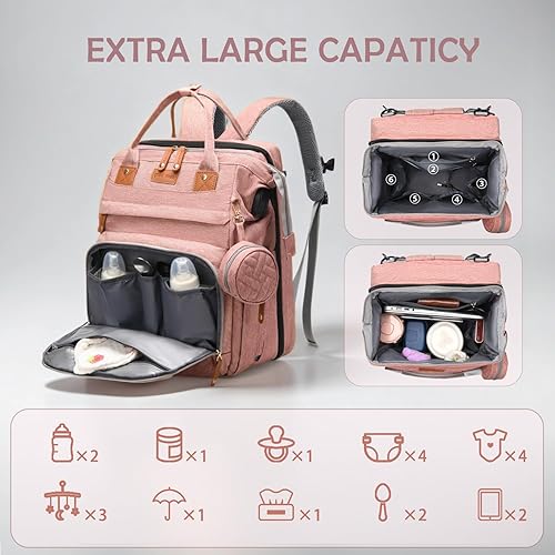 Miniatura 5 de Mochila para pañales con cambiador, bolsa de bebé de viaje multifunción, bolsa de bebé impermeable, bolsa de mamá de gran capacidad, bolsa de