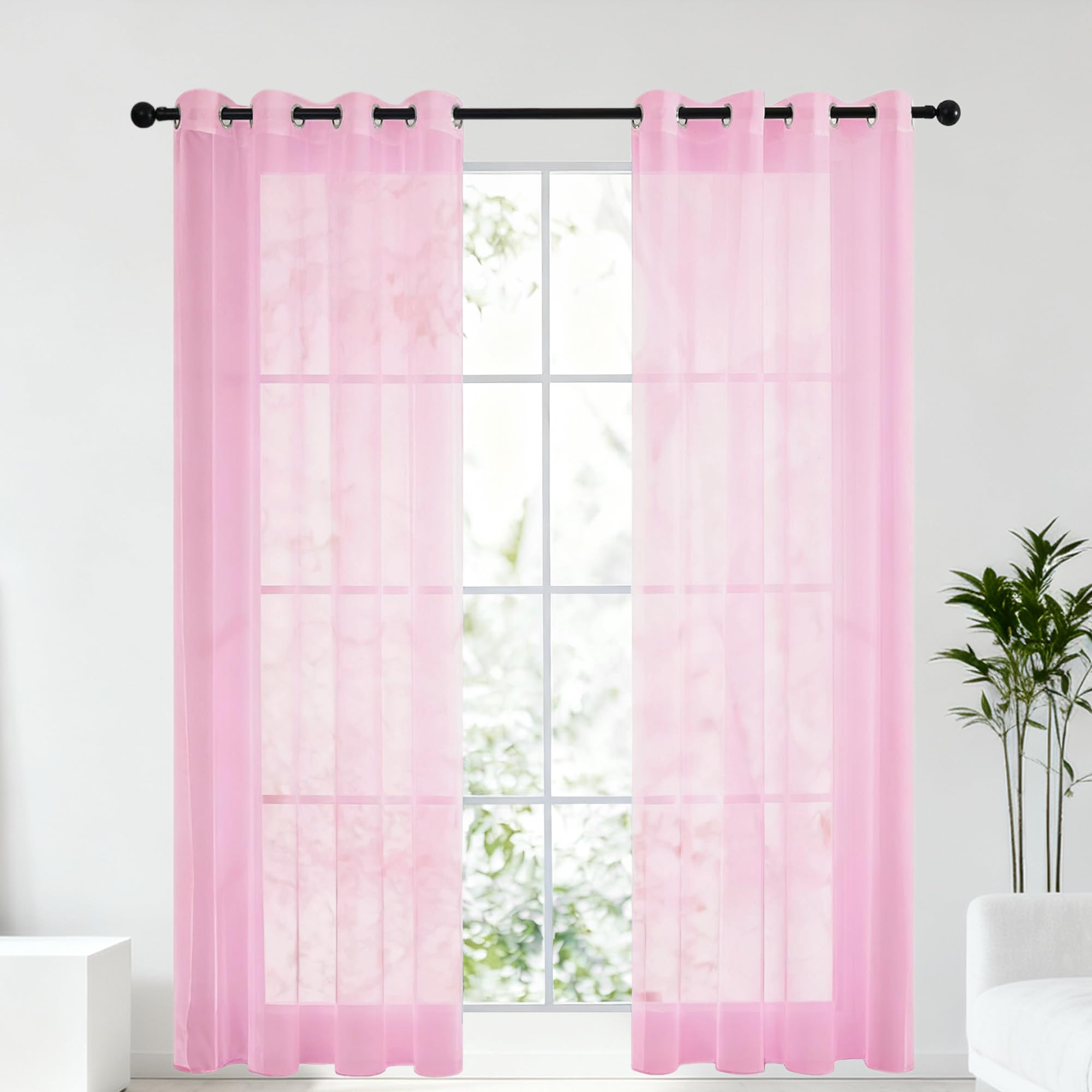 Bloquer soleil et UV avec le rideau voilage rose esthétique semi-transparent