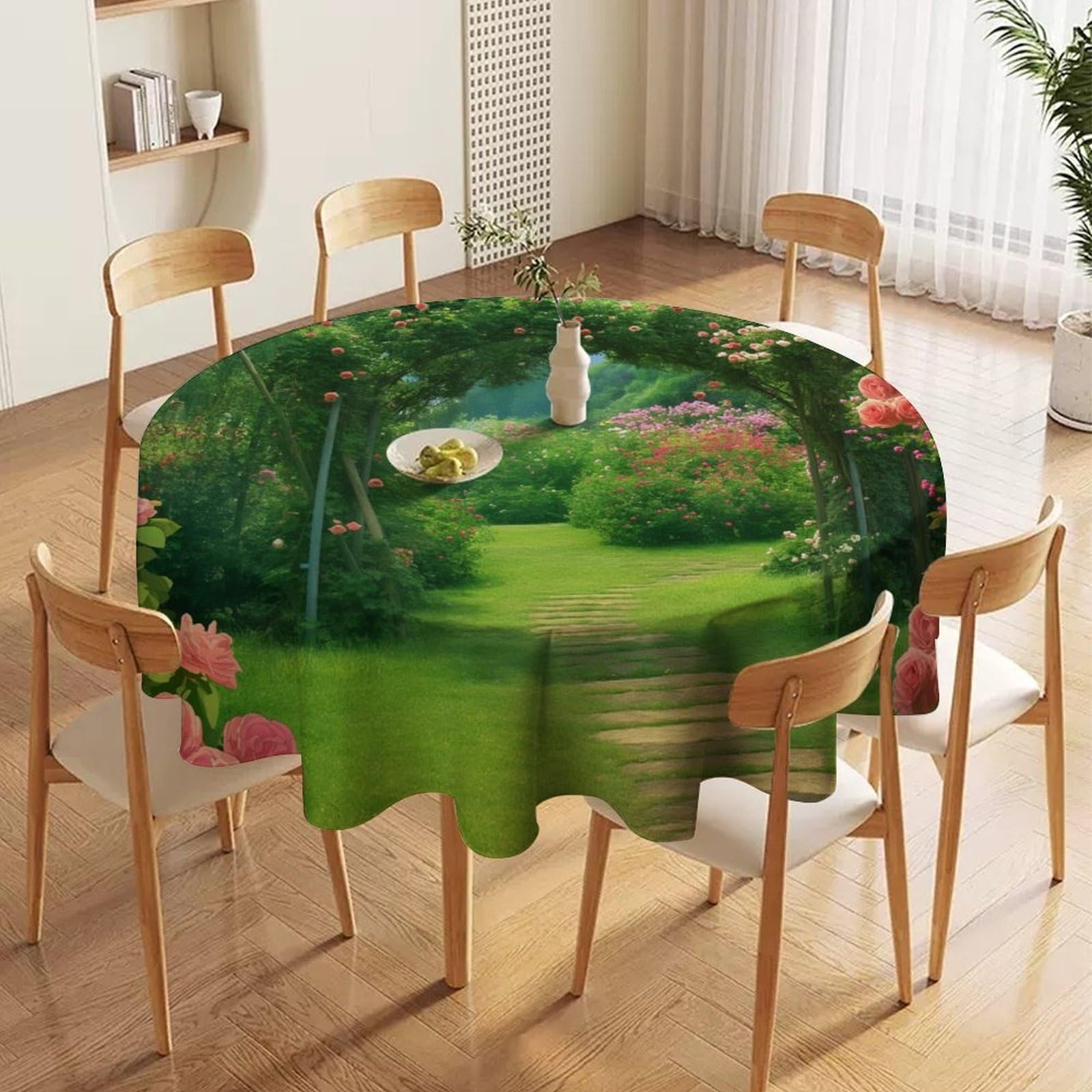 ORDOBO Round Table Cover -Sunset Sea View Fashion Tablecloth Protector 3D Print Wipeable Outdoor Table Cover For Kitchen Dining Home Decoration 127X127Cm