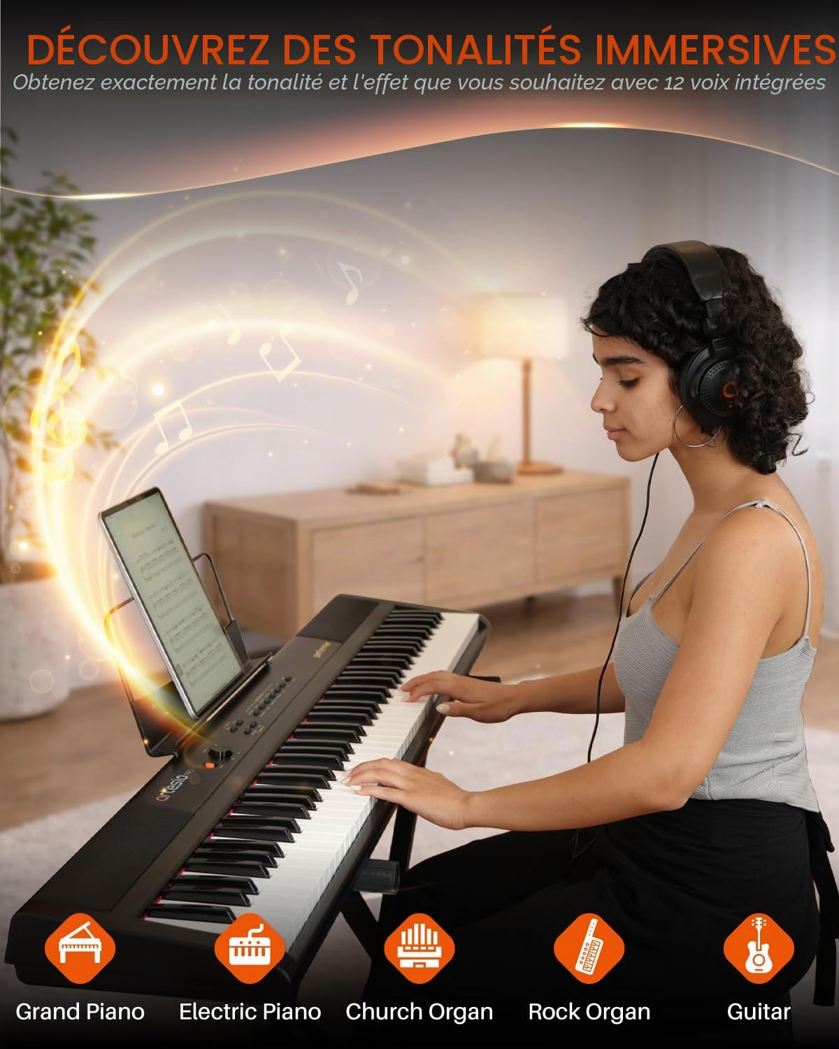 Artesia Piano numérique portable à 88 touches, clavier électrique avec touches sensibles à la vitesse, ensemble pour débutants avec pédale de sustain, support de musique et leçons de piano gratuites